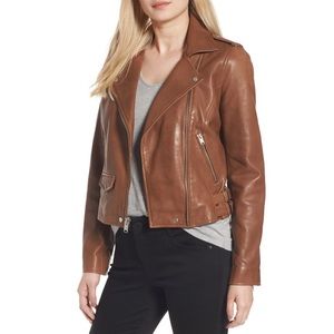 Andrew Marc Wesley Washed Leather Biker Jacket